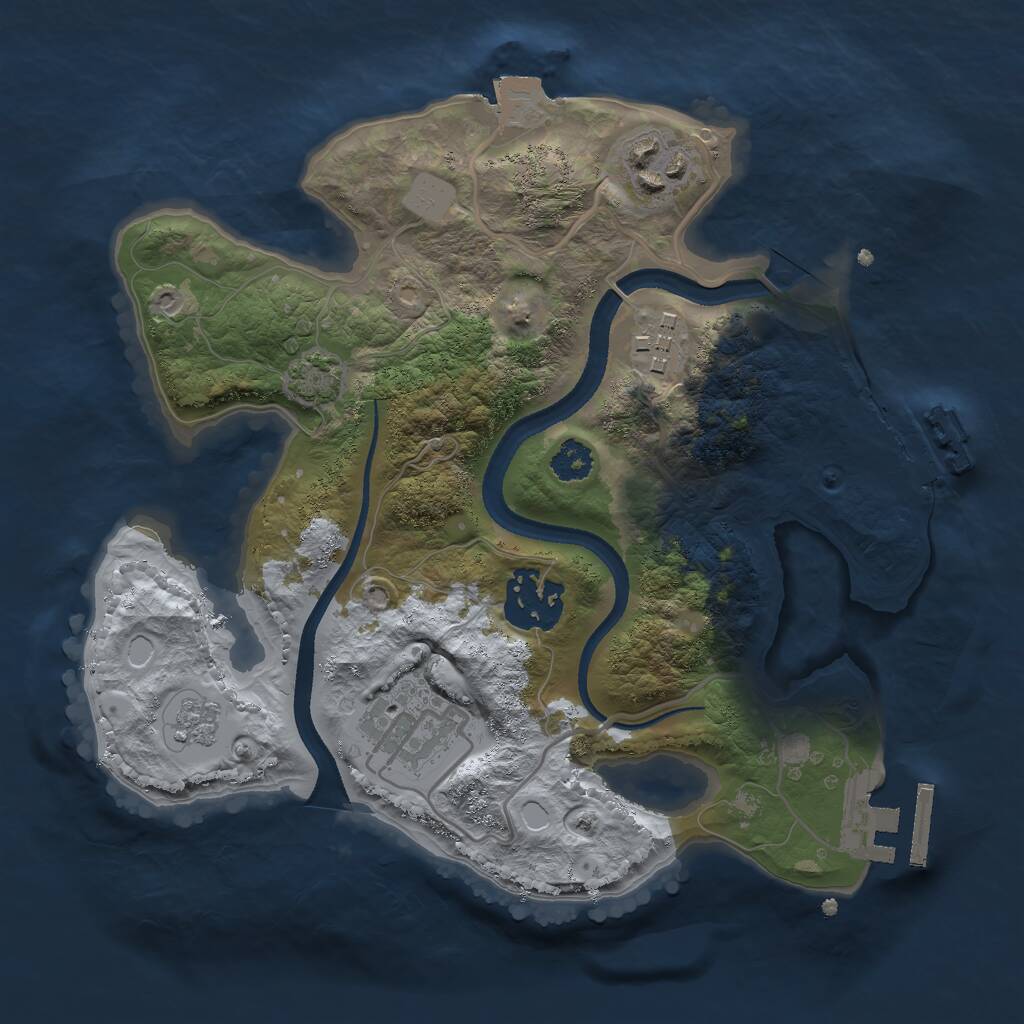 Rust Map: Procedural Map, Size: 2500, Seed: 339012489, 9 Monuments