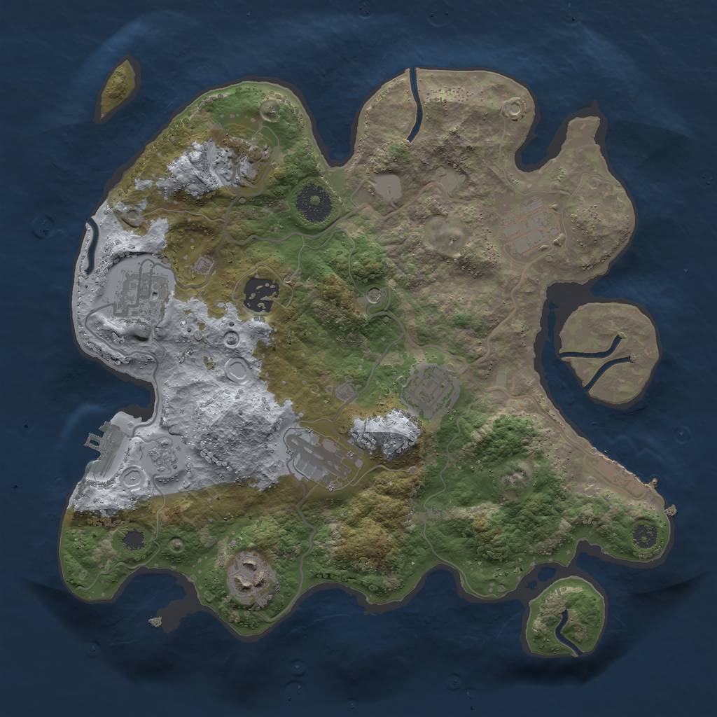 Rust Map: Procedural Map, Size: 3000, Seed: 300034, 16 Monuments