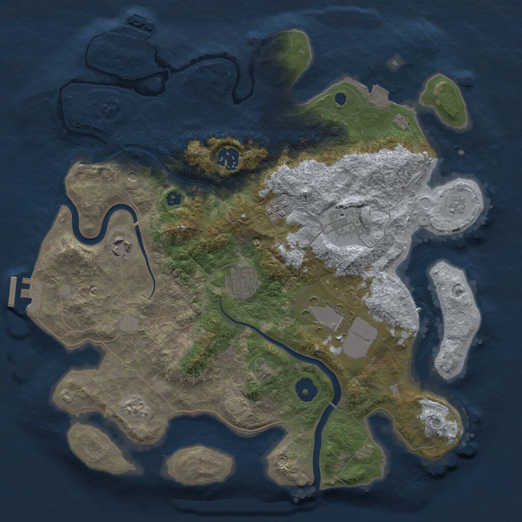 Rust Map: Procedural Map, Size: 3500, Seed: 1585329967, 12 Monuments