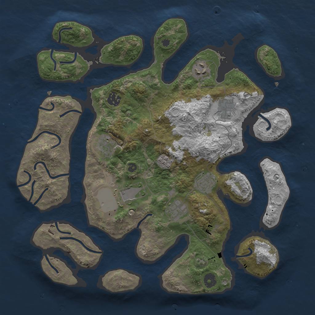 Rust Map: Procedural Map, Size: 3500, Seed: 1585329967, 13 Monuments