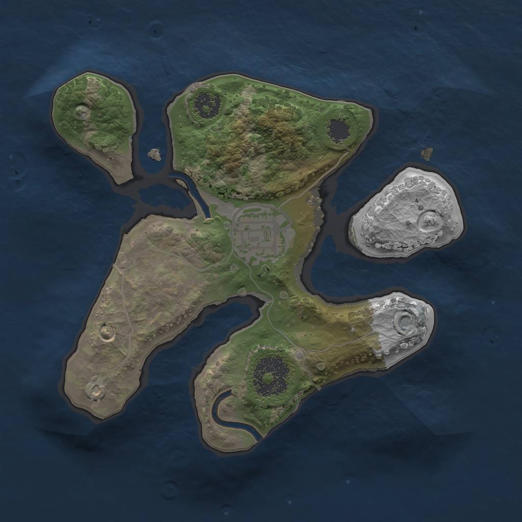 Rust Map: Procedural Map, Size: 2000, Seed: 1395410205, 3 Monuments