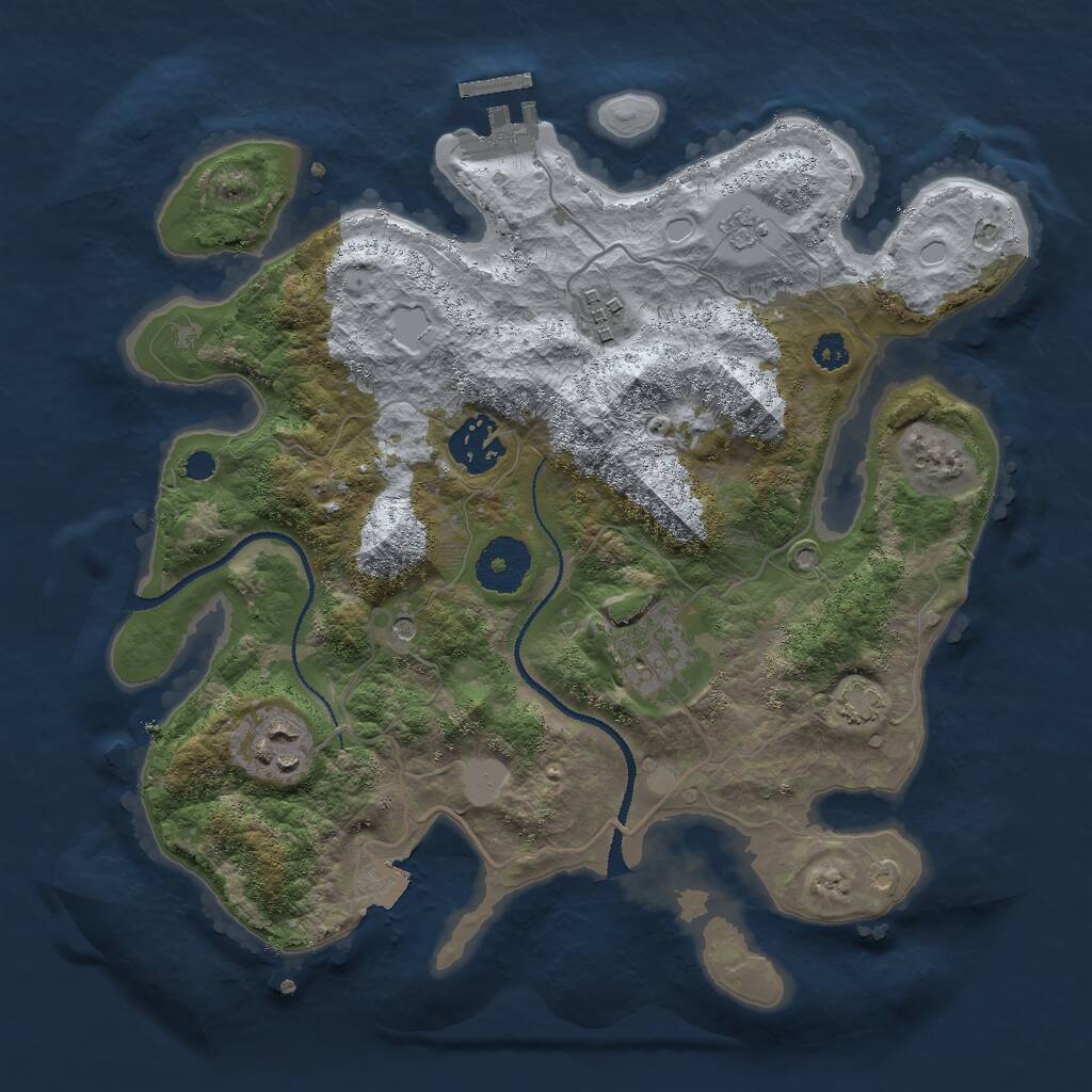 Rust Map: Procedural Map, Size: 3000, Seed: 1360207679, 9 Monuments