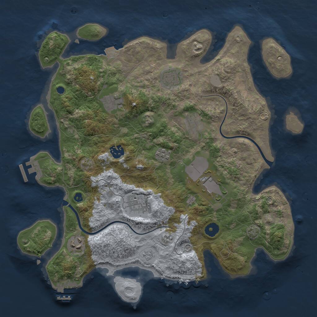 Rust Map: Procedural Map, Size: 3500, Seed: 1736567422, 14 Monuments