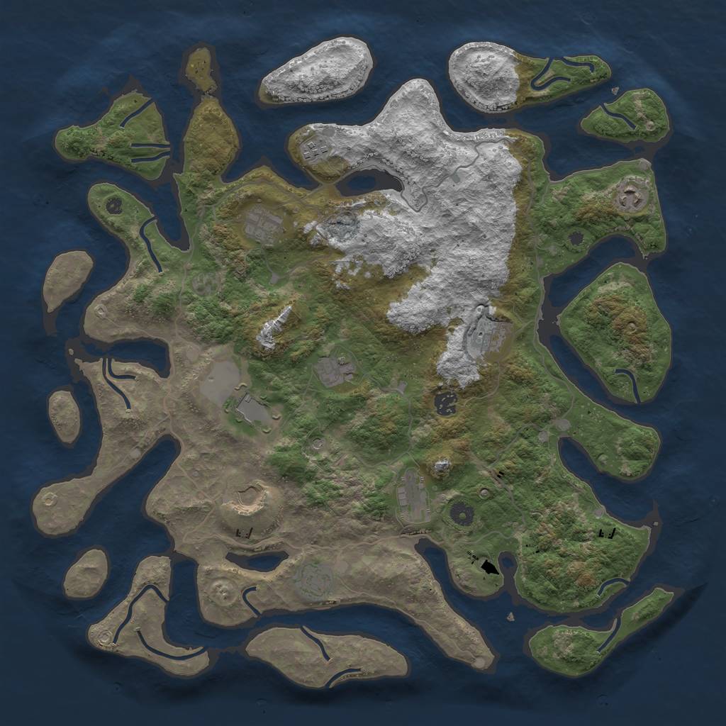 Rust Map: Procedural Map, Size: 4500, Seed: 987050, 13 Monuments