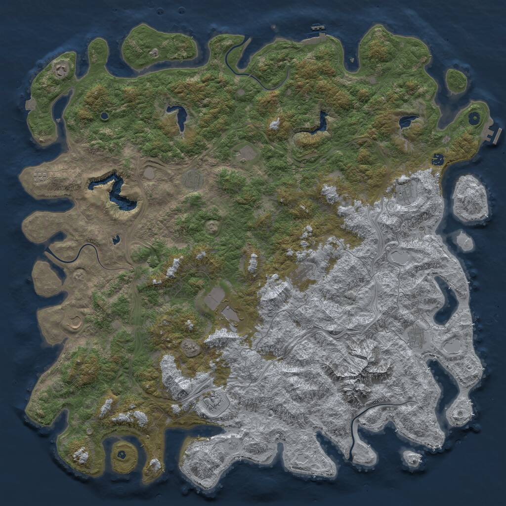 Rust Map: Procedural Map, Size: 6000, Seed: 3709, 17 Monuments