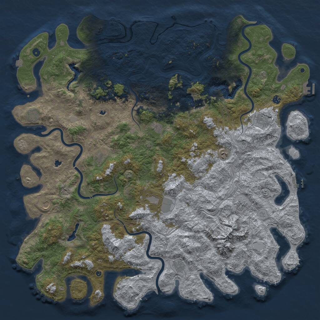 Rust Map: Procedural Map, Size: 6000, Seed: 3709, 17 Monuments