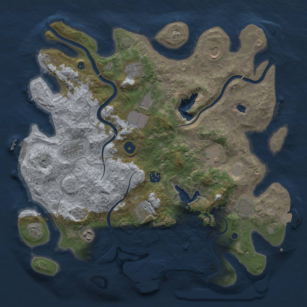Rust Map: Procedural Map, Size: 4000, Seed: 195605439, 16 Monuments
