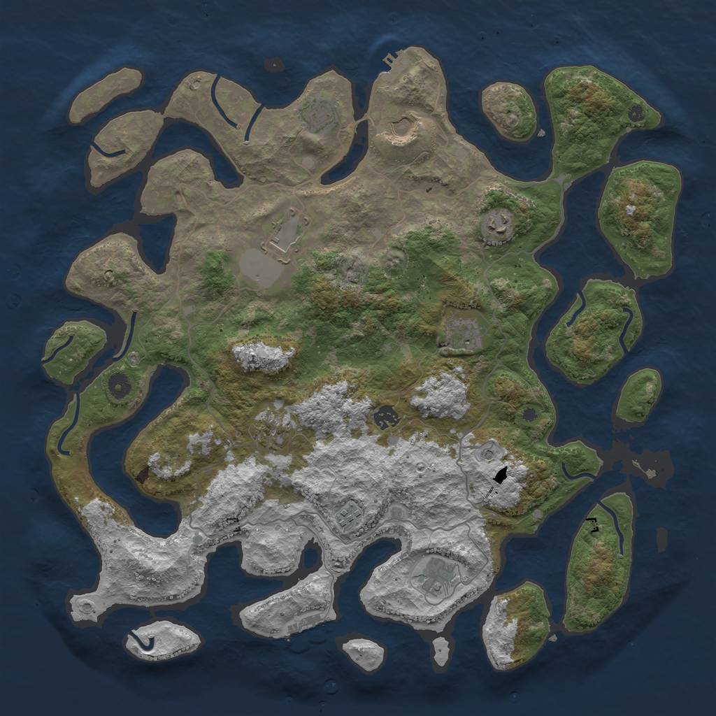 Rust Map: Procedural Map, Size: 4500, Seed: 41234125, 14 Monuments