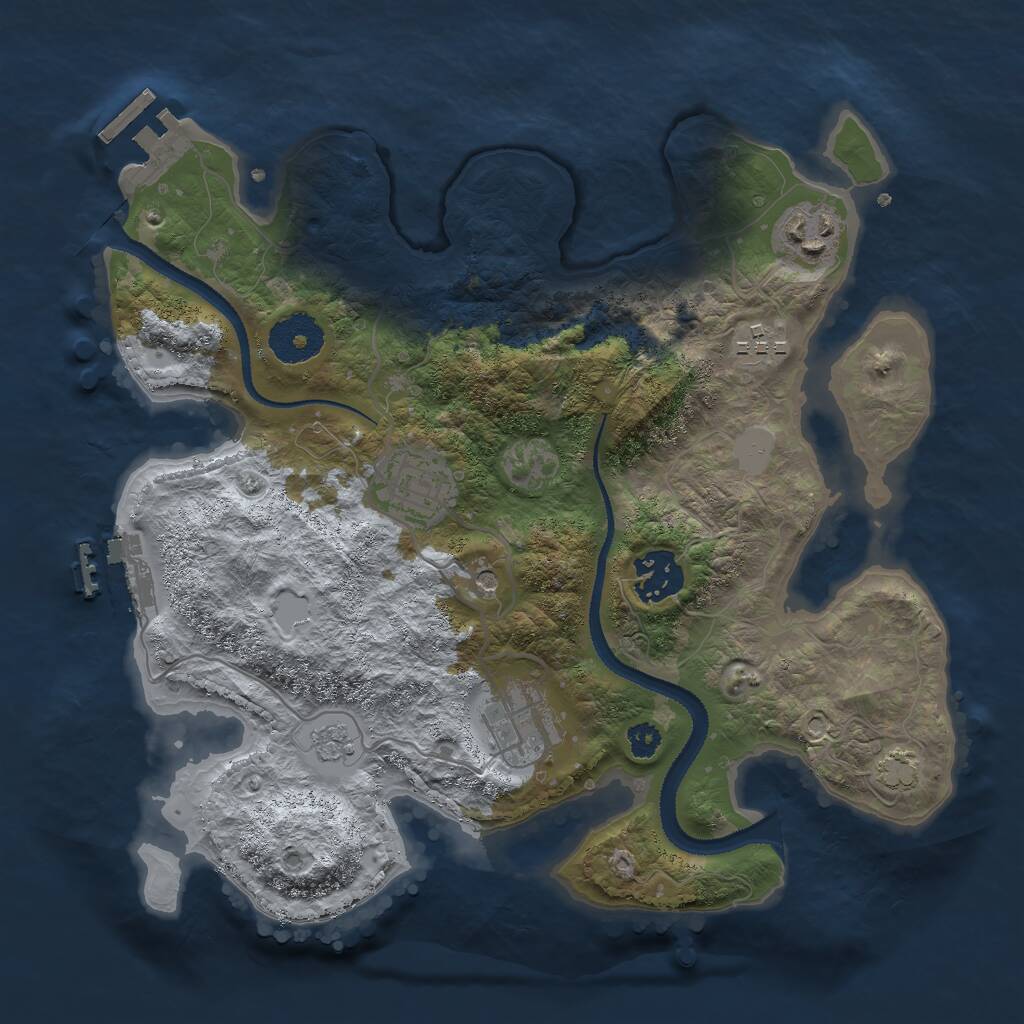 Rust Map: Procedural Map, Size: 3000, Seed: 901209334, 11 Monuments