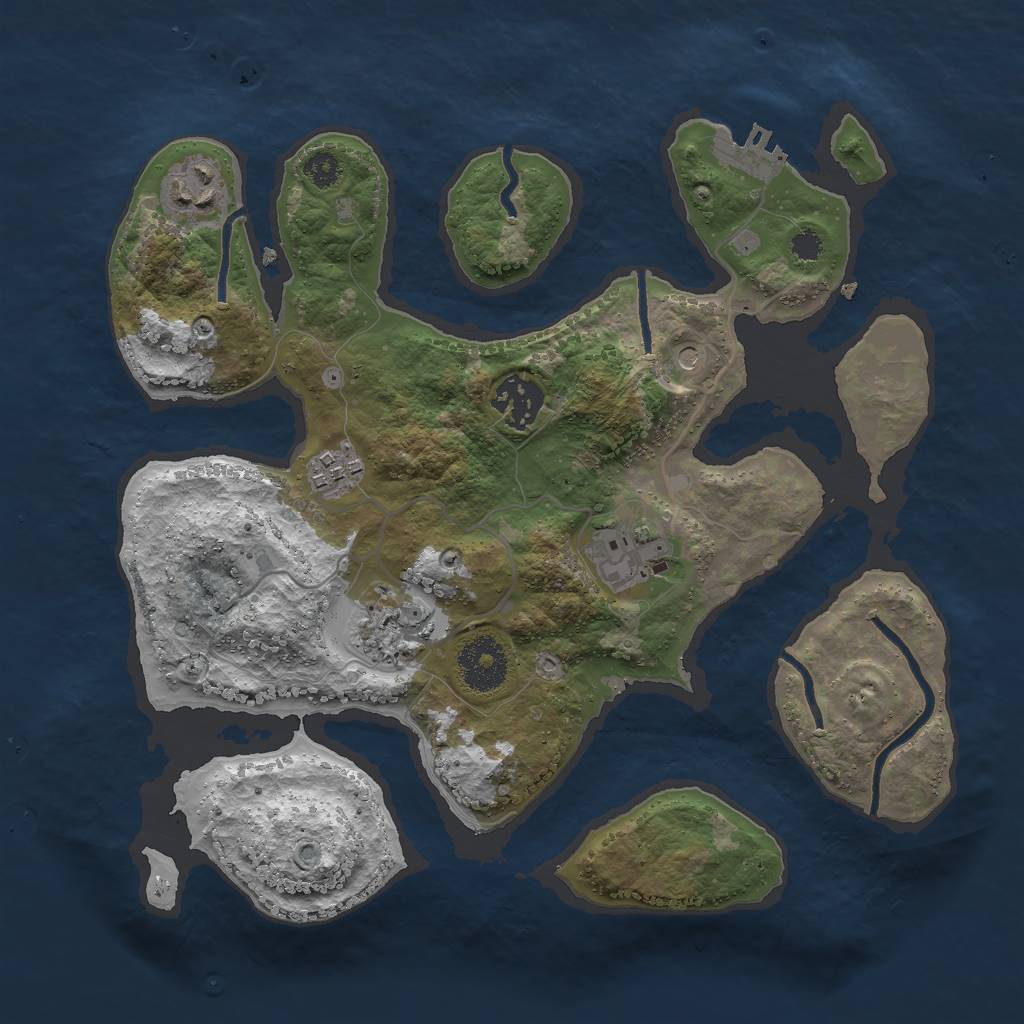 Rust Map: Procedural Map, Size: 3000, Seed: 901209334, 9 Monuments