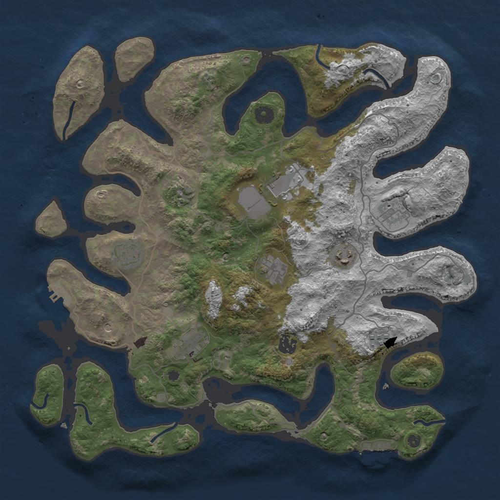 Rust Map: Procedural Map, Size: 4000, Seed: 490729144, 14 Monuments