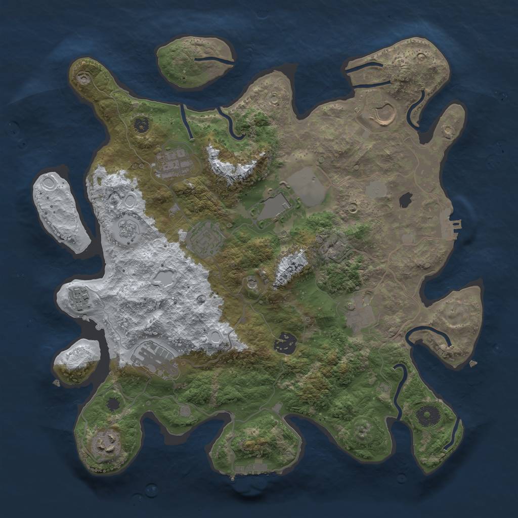 Rust Map: Procedural Map, Size: 3500, Seed: 979440576, 18 Monuments