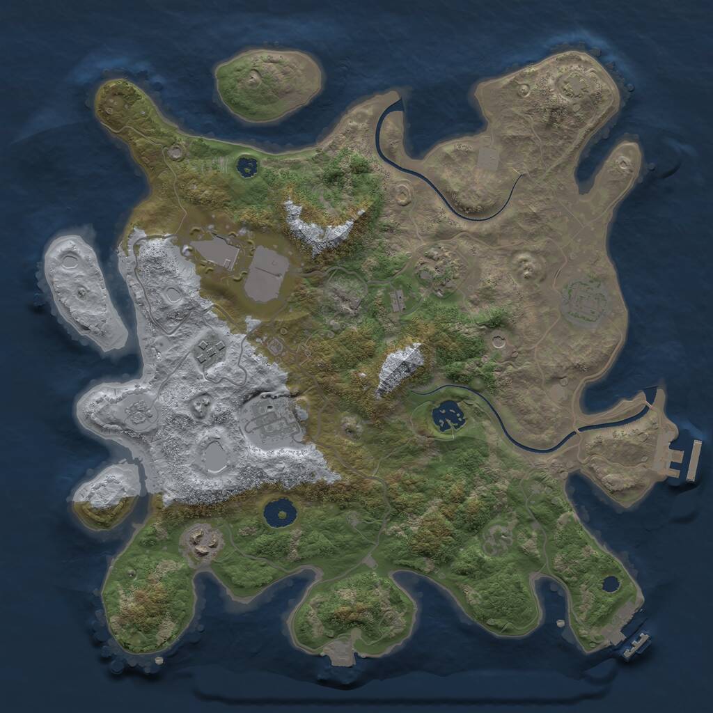 Rust Map: Procedural Map, Size: 3500, Seed: 979440576, 13 Monuments