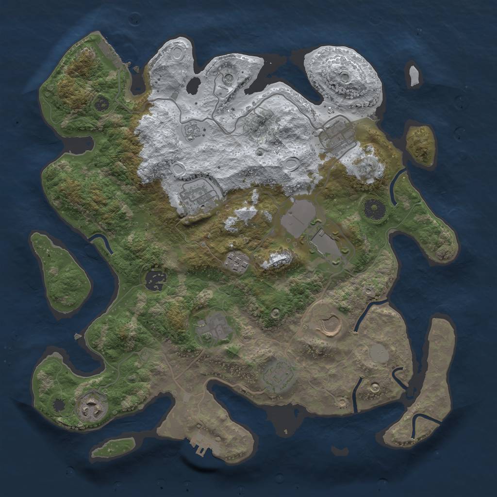 Rust Map: Procedural Map, Size: 3500, Seed: 9374589, 18 Monuments