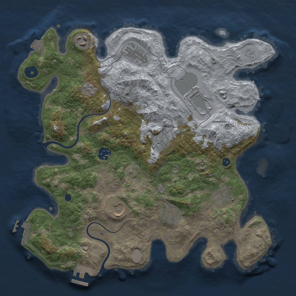 Rust Map: Procedural Map, Size: 3500, Seed: 629372181, 15 Monuments