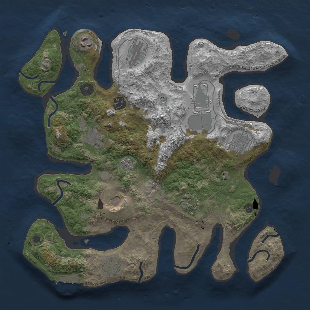 Rust Map: Procedural Map, Size: 3500, Seed: 629372181, 14 Monuments