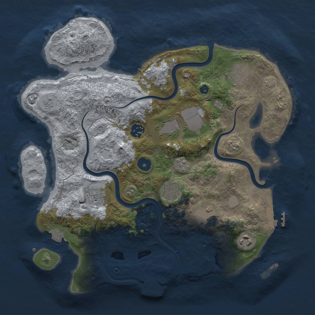 Rust Map: Procedural Map, Size: 3500, Seed: 1744103980, 14 Monuments