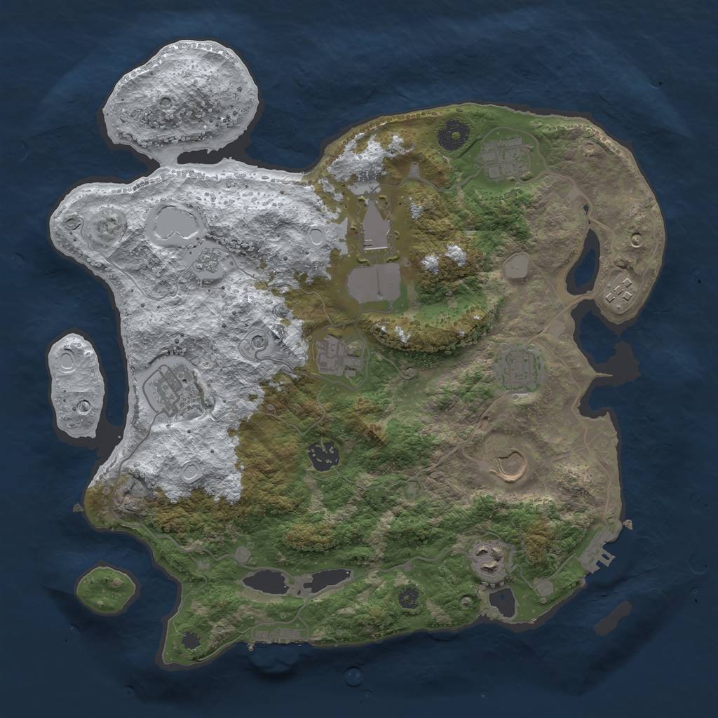 Rust Map: Procedural Map, Size: 3500, Seed: 1744103980, 18 Monuments