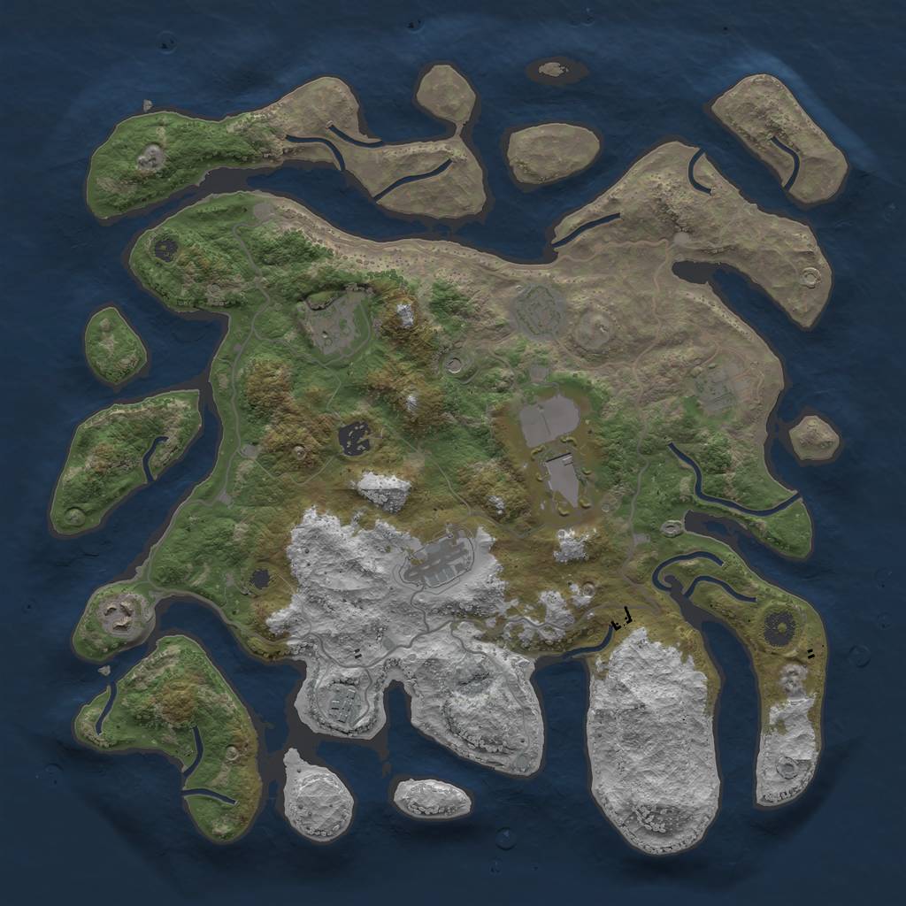 Rust Map: Procedural Map, Size: 4000, Seed: 110516443, 11 Monuments