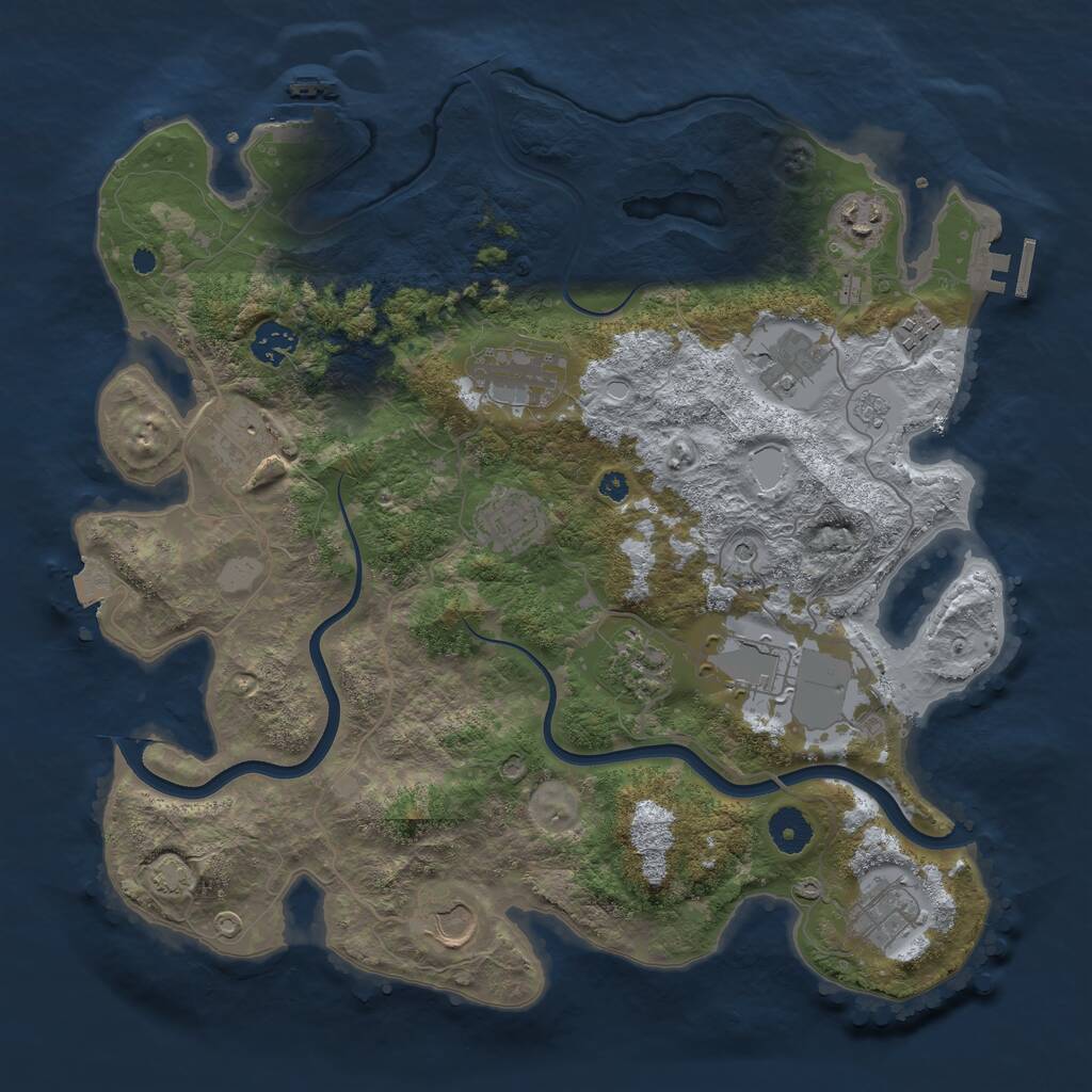 Rust Map: Procedural Map, Size: 3750, Seed: 1312723408, 17 Monuments