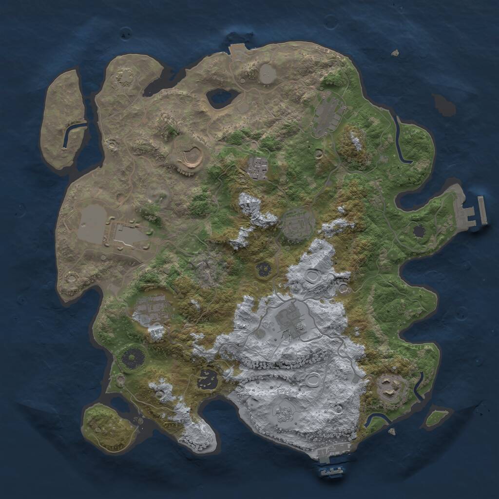 Rust Map: Procedural Map, Size: 3500, Seed: 73295, 15 Monuments