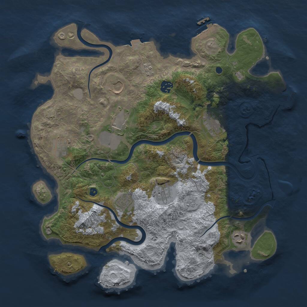 Rust Map: Procedural Map, Size: 3750, Seed: 957028294, 15 Monuments