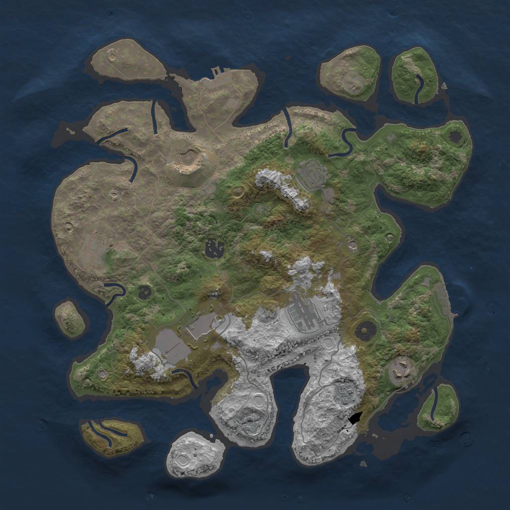 Rust Map: Procedural Map, Size: 3750, Seed: 957028294, 19 Monuments