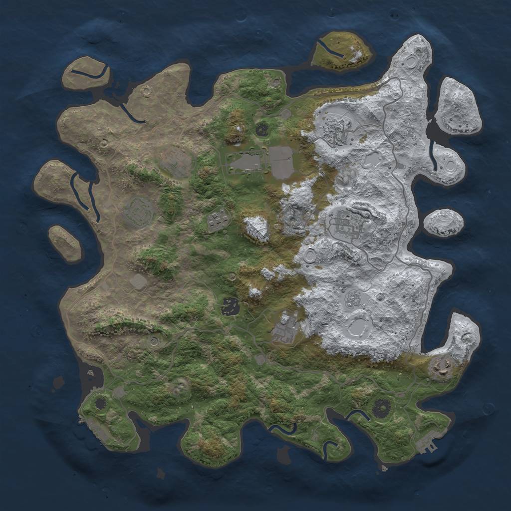 Rust Map: Procedural Map, Size: 4000, Seed: 665342, 18 Monuments