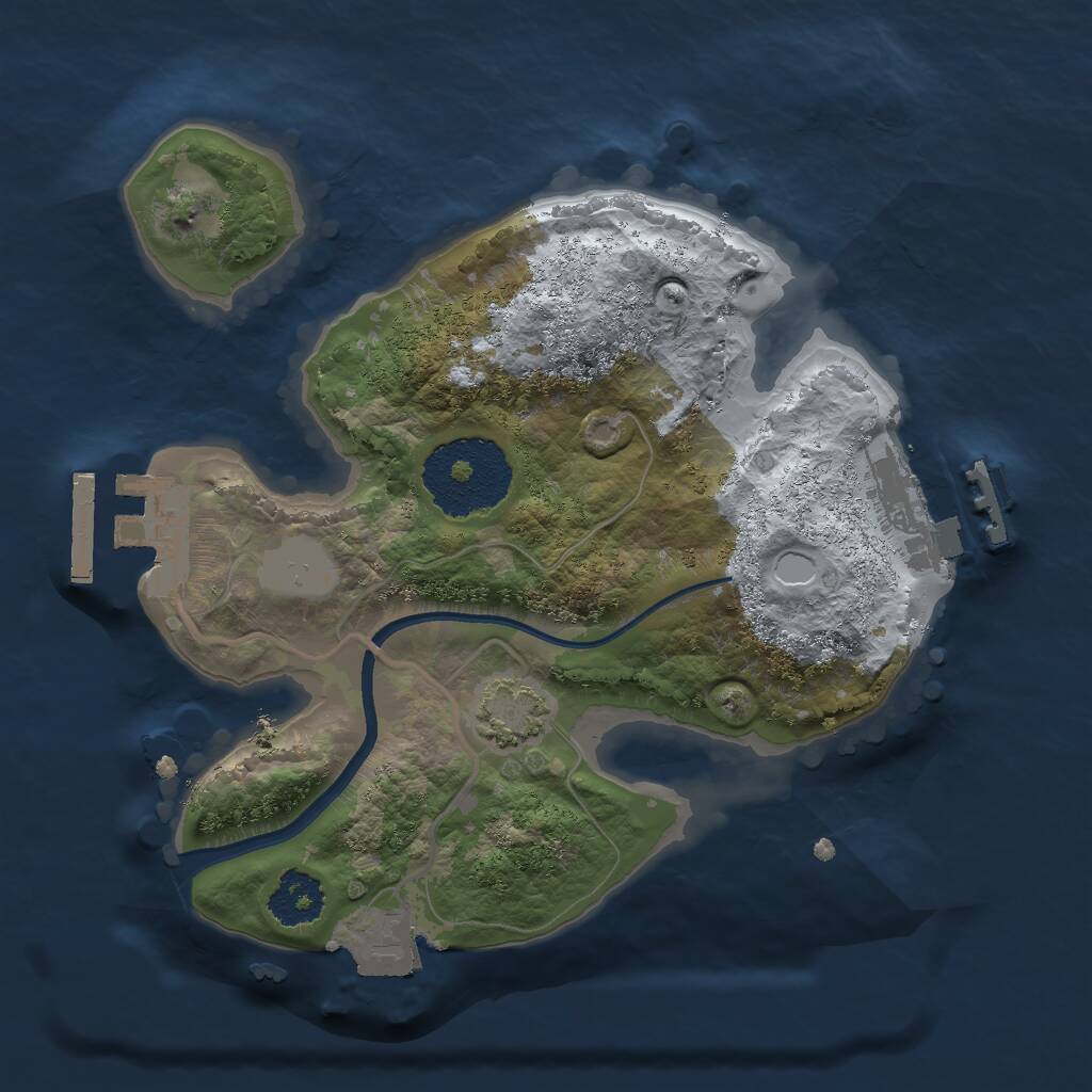 Rust Map: Procedural Map, Size: 2000, Seed: 1370034056, 4 Monuments