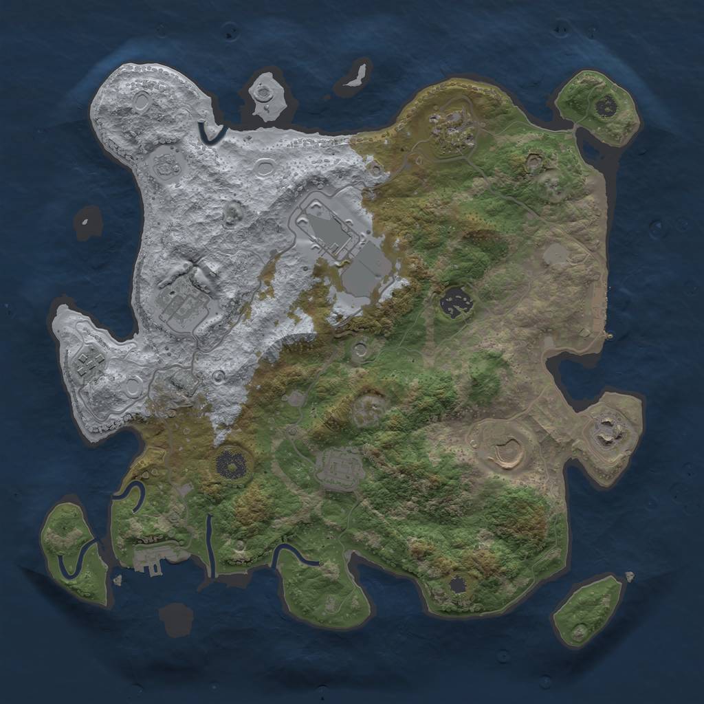 Rust Map: Procedural Map, Size: 3500, Seed: 62924, 17 Monuments