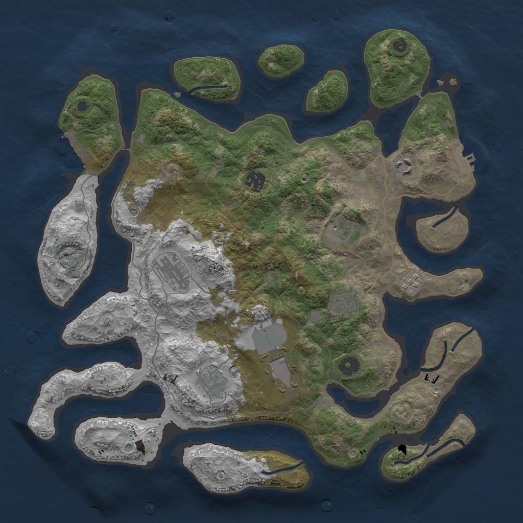 Rust Map: Procedural Map, Size: 4000, Seed: 97252, 13 Monuments