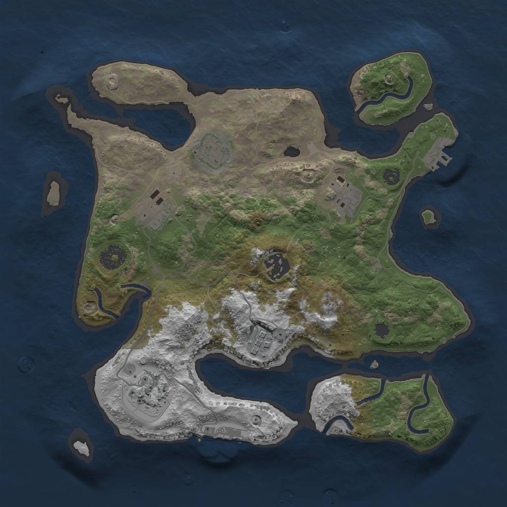 Rust Map: Procedural Map, Size: 3000, Seed: 30000, 10 Monuments