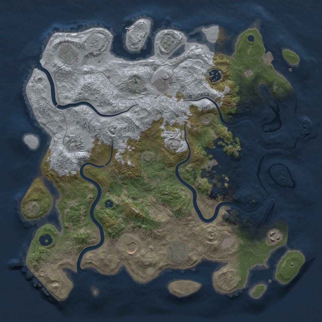 Rust Map: Procedural Map, Size: 3900, Seed: 3188803, 14 Monuments