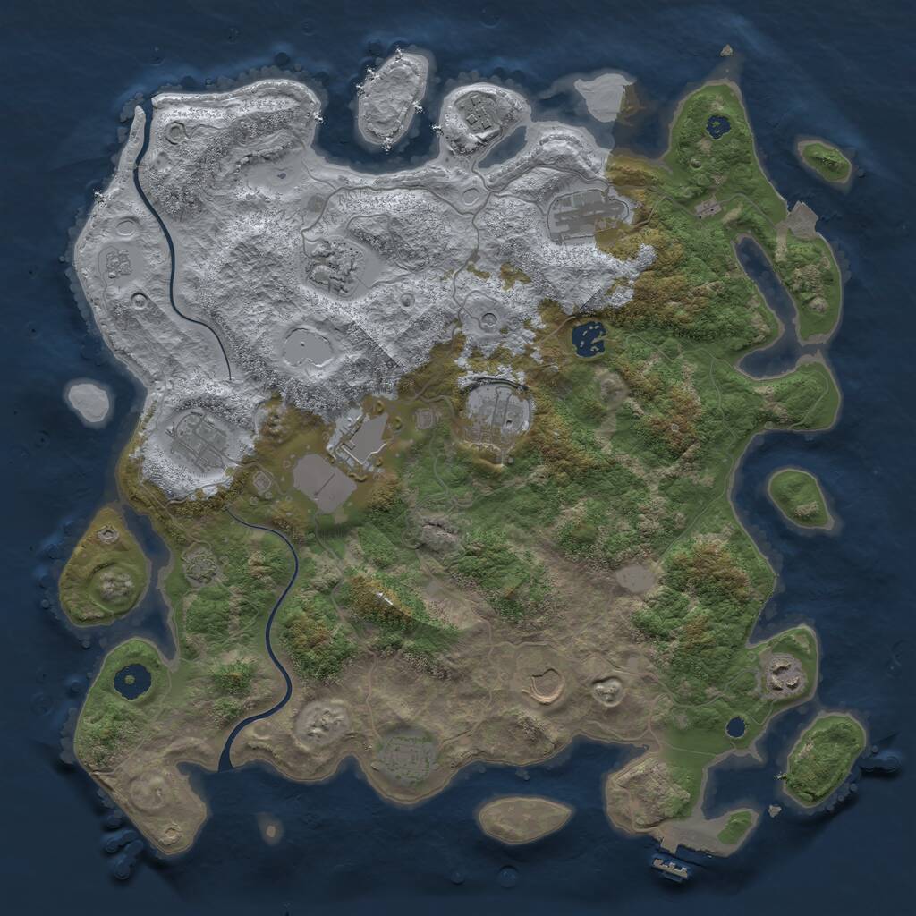 Rust Map: Procedural Map, Size: 3900, Seed: 3188803, 15 Monuments