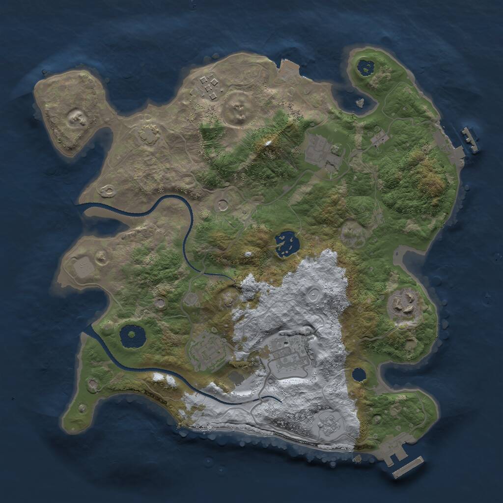 Rust Map: Procedural Map, Size: 3000, Seed: 1893545157, 12 Monuments