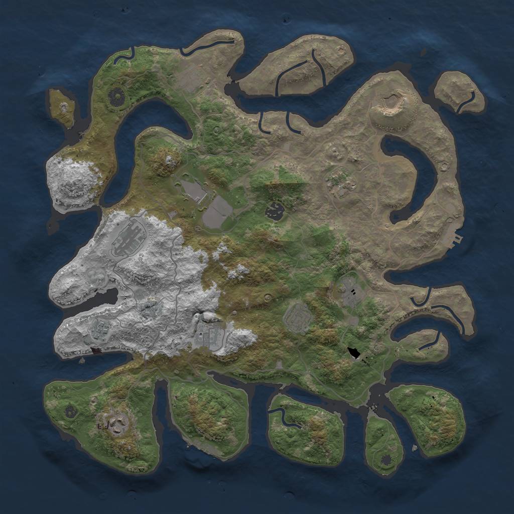 Rust Map: Procedural Map, Size: 4250, Seed: 684504317, 16 Monuments