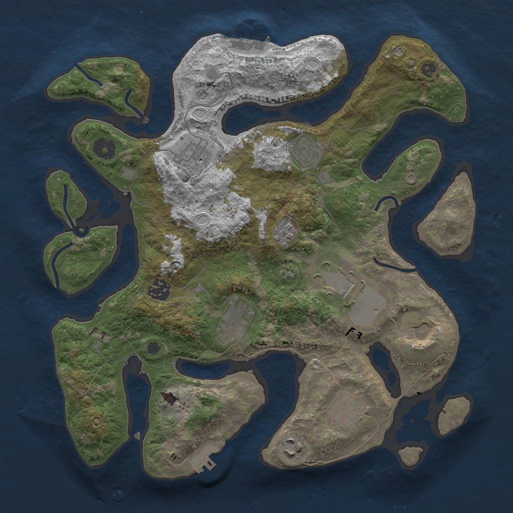 Rust Map: Procedural Map, Size: 3500, Seed: 65333541, 17 Monuments