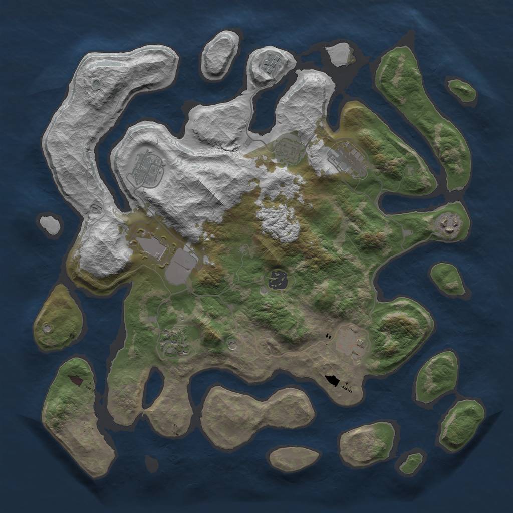 Rust Map: Barren, Size: 3900, Seed: 3188803, 12 Monuments