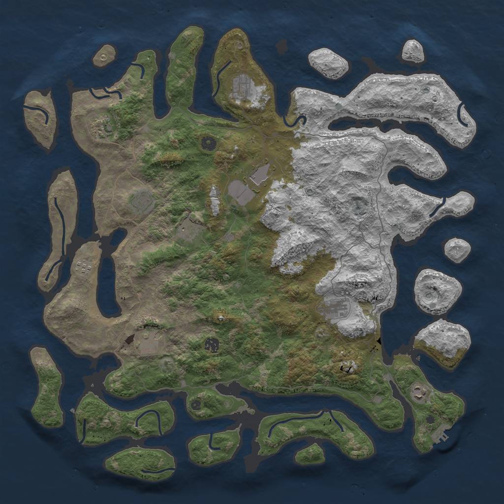 Rust Map: Procedural Map, Size: 5000, Seed: 505012, 14 Monuments