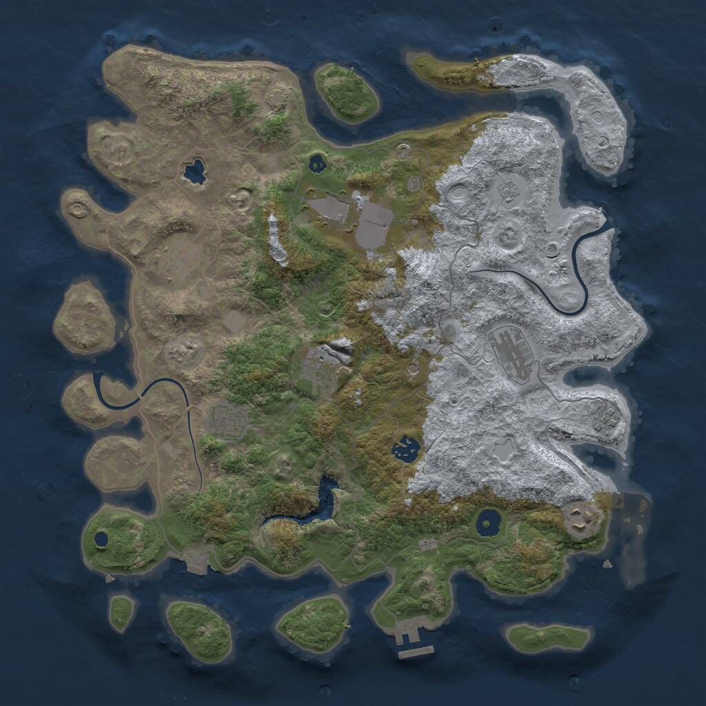 Rust Map: Procedural Map, Size: 4000, Seed: 864390, 13 Monuments