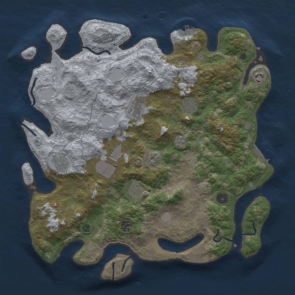 Rust Map: Procedural Map, Size: 4000, Seed: 564852, 16 Monuments