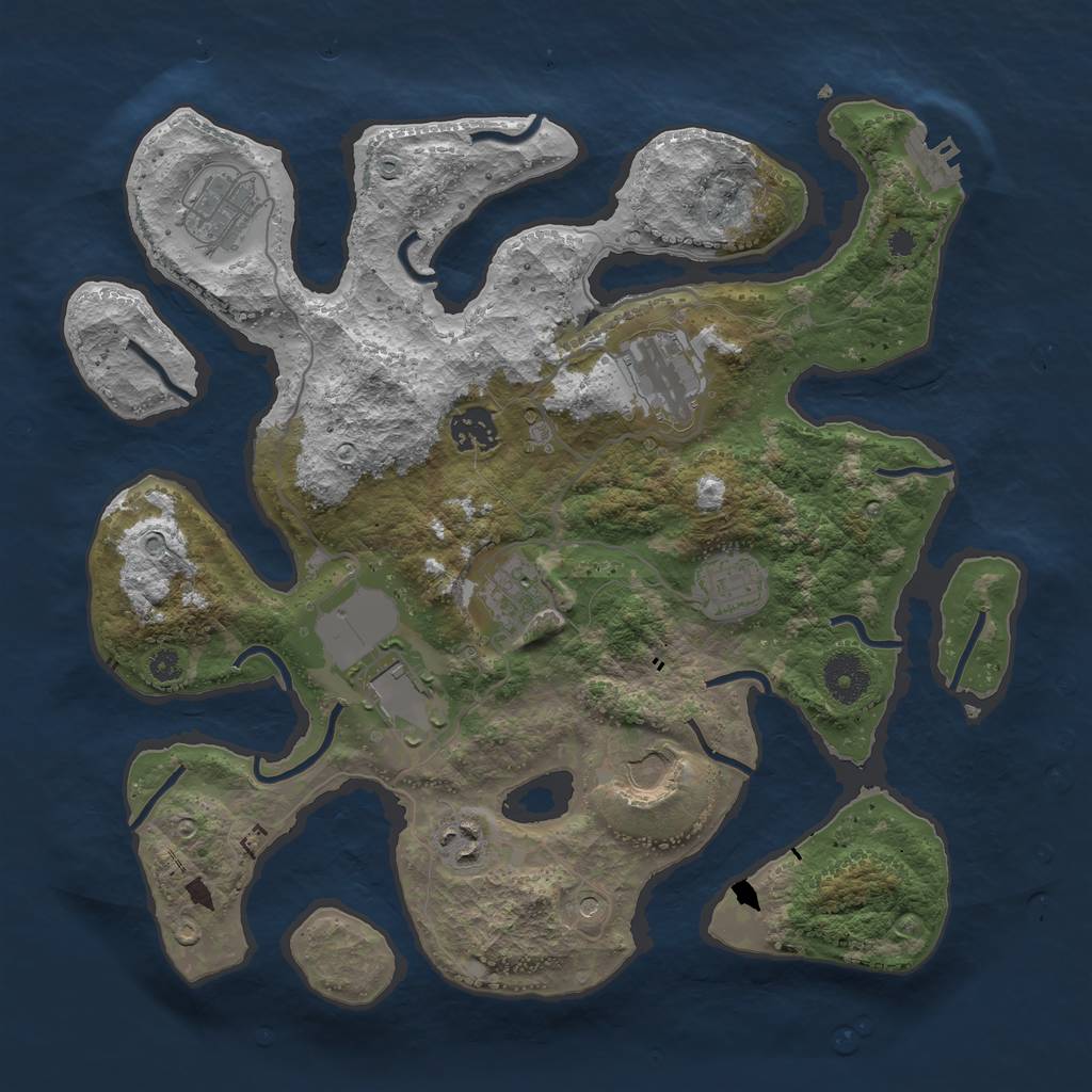 Rust Map: Procedural Map, Size: 3500, Seed: 7777779, 12 Monuments