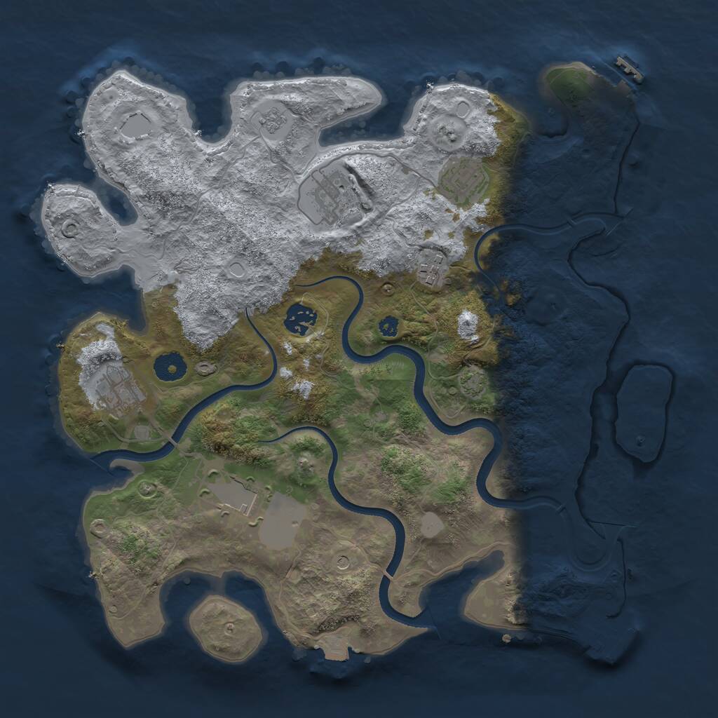 Rust Map: Procedural Map, Size: 3500, Seed: 7777779, 12 Monuments
