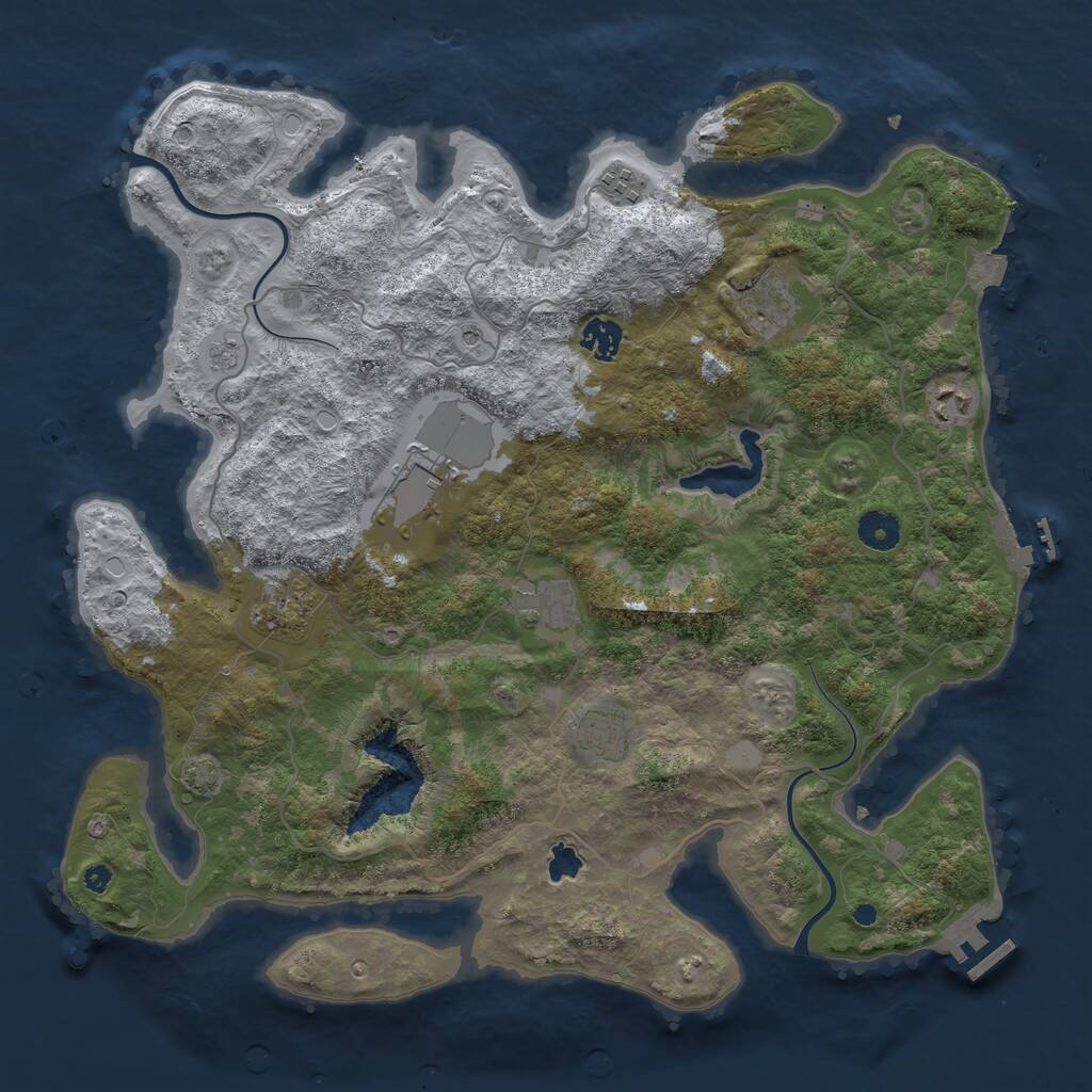 Rust Map: Procedural Map, Size: 4000, Seed: 432200, 14 Monuments