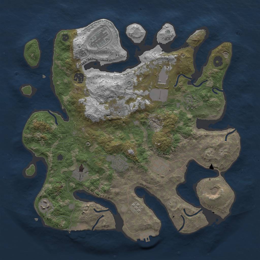 Rust Map: Procedural Map, Size: 3750, Seed: 854231103, 16 Monuments