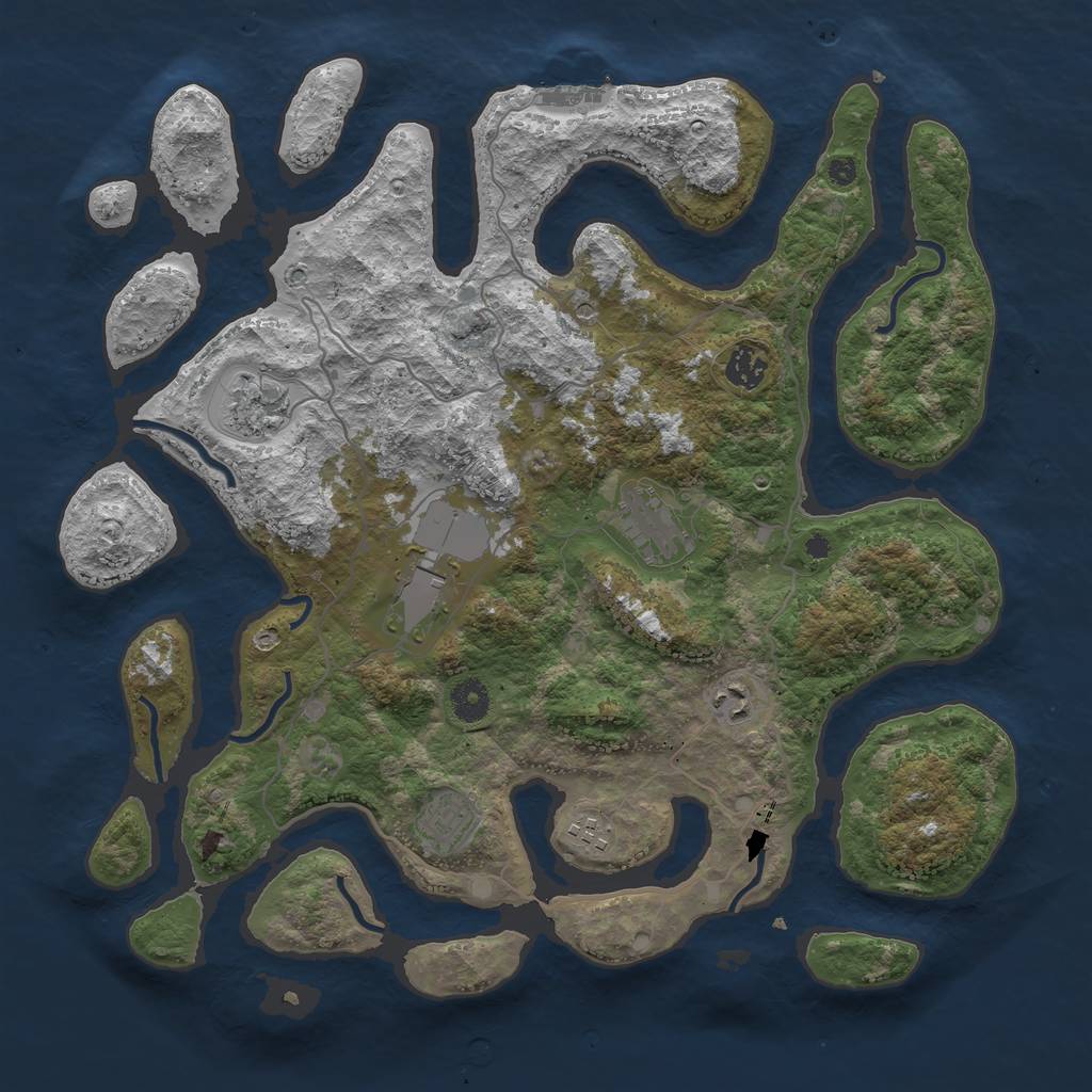 Rust Map: Procedural Map, Size: 4000, Seed: 473587, 11 Monuments