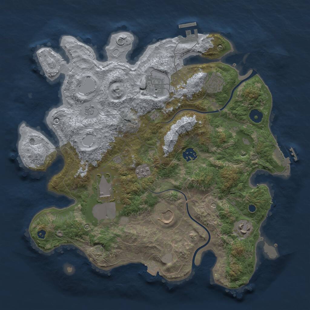 Rust Map: Procedural Map, Size: 3500, Seed: 86753094, 13 Monuments