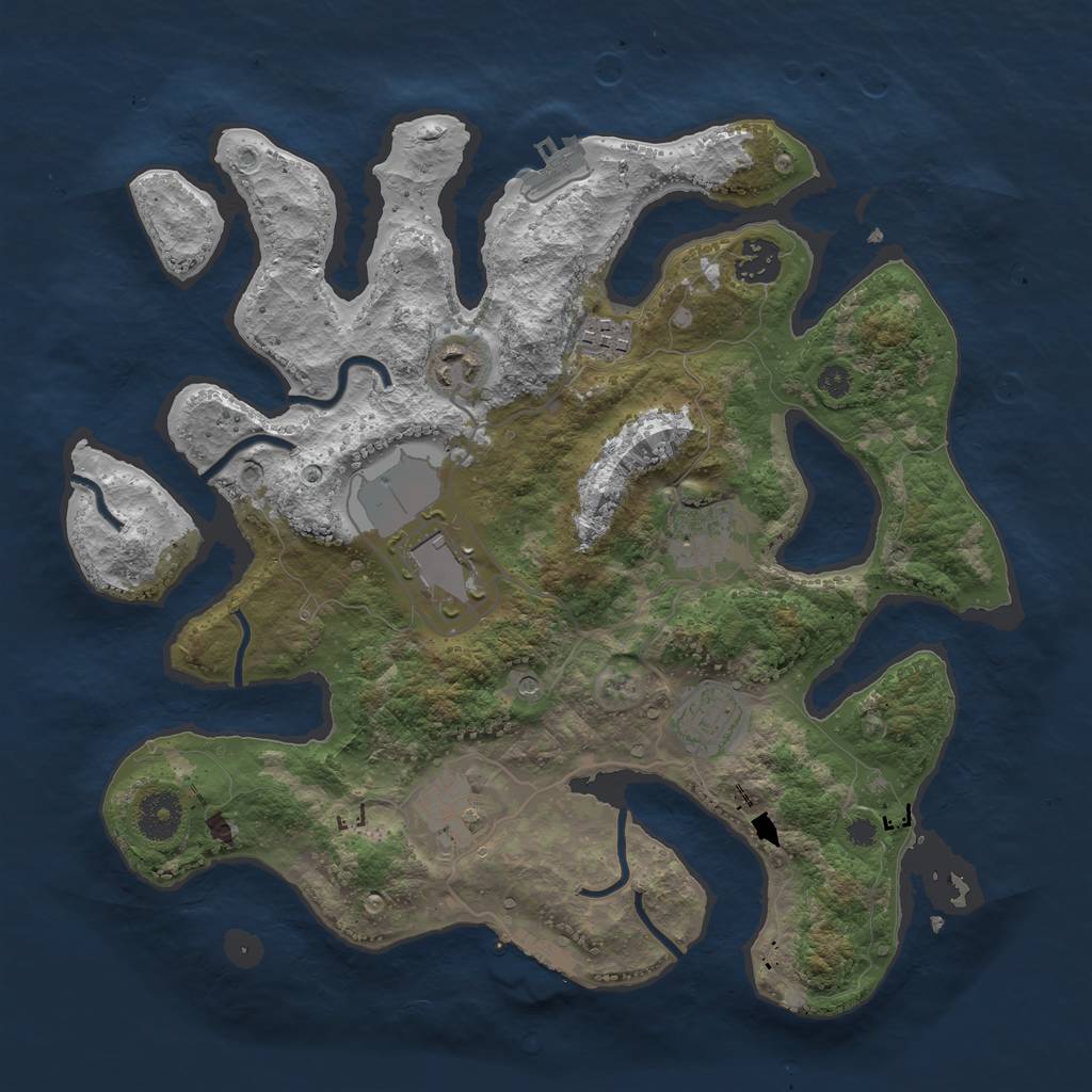 Rust Map: Procedural Map, Size: 3500, Seed: 86753094, 12 Monuments