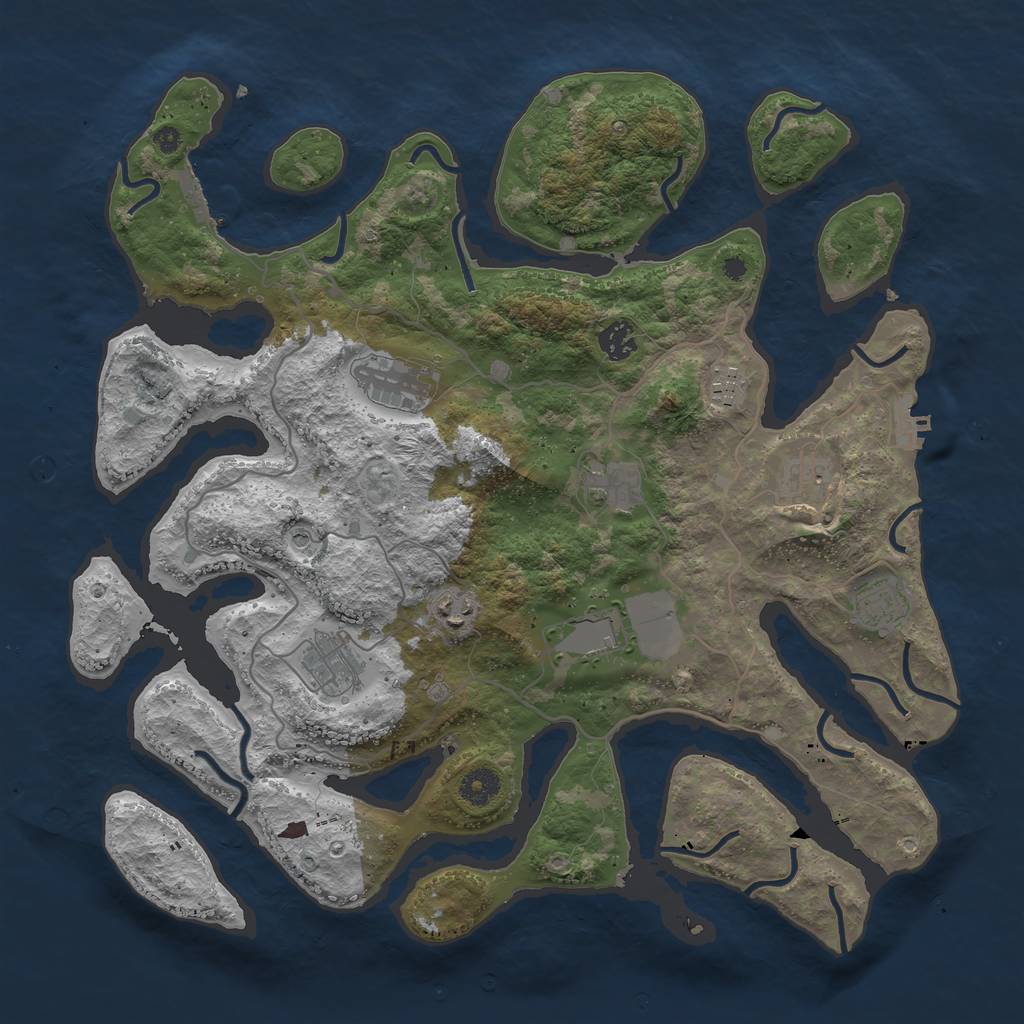 Rust Map: Procedural Map, Size: 4000, Seed: 119711, 14 Monuments