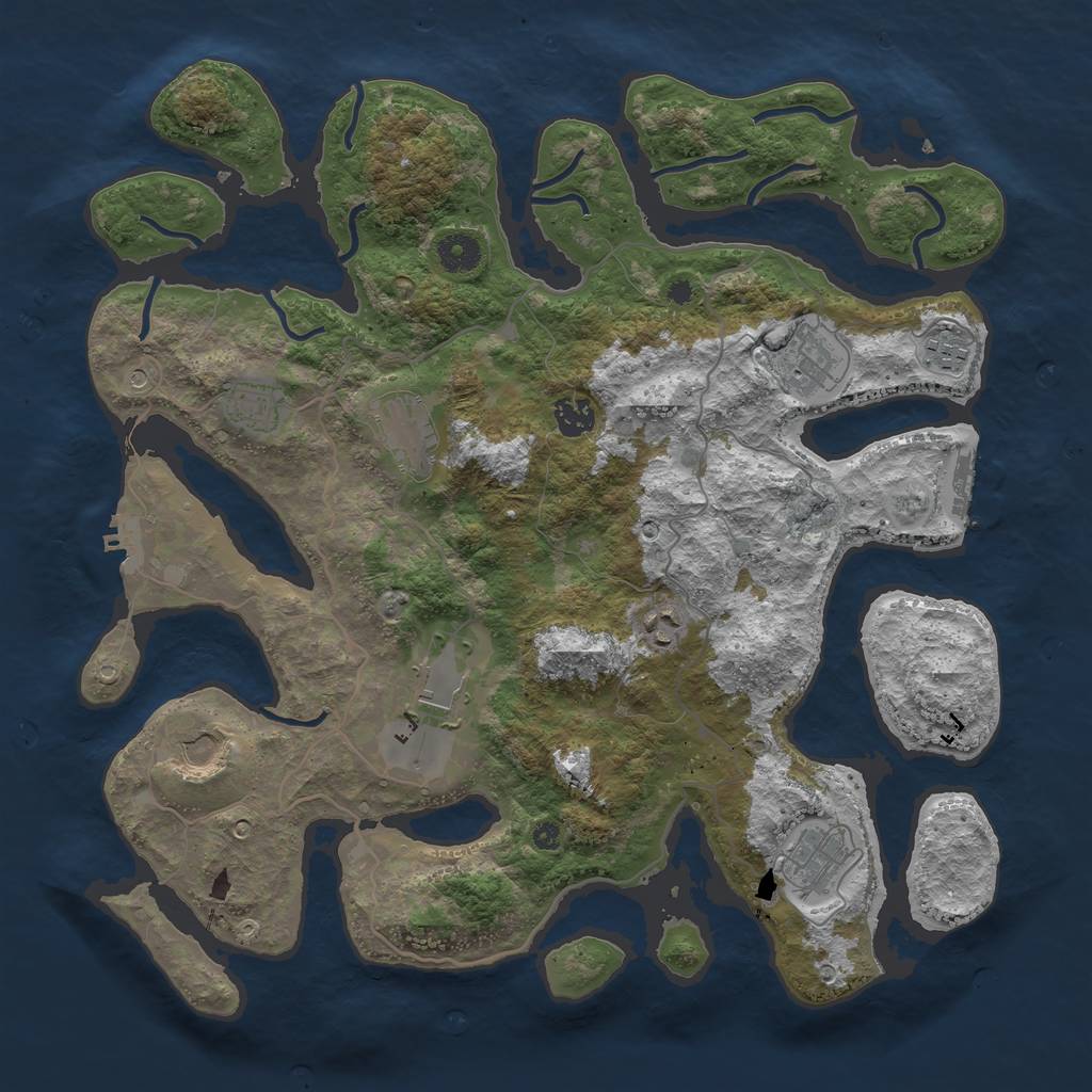 Rust Map: Procedural Map, Size: 4000, Seed: 611475, 14 Monuments